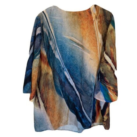 Catherines Black Label Women Plus Size 1X Multicolor Artsy Boho V Neck Blouse - Picture 3 of 5